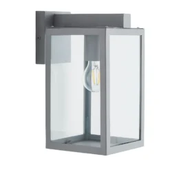 Hestia E27 Glass Panel Outdoor Box Lantern - Silver -Home Lighting Store 13924363 1364980108100359