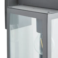 Hestia E27 Glass Panel Outdoor Box Lantern - Silver -Home Lighting Store 13924363 3694980108180933
