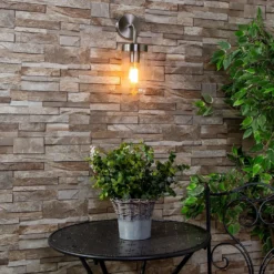 Kew Curved Arm E27 Outdoor Wall Light - Stainless Steel -Home Lighting Store 13924369 2304980107883078