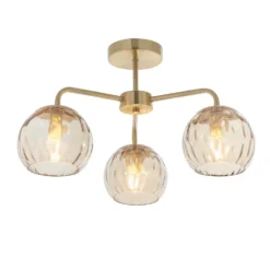 Geneva 3 Light Semi Flush Ceiling Light - Brass -Home Lighting Store 13938484 1664981959912606