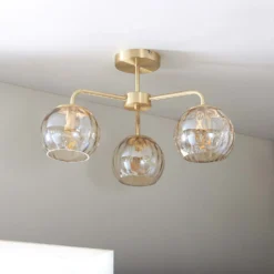 Geneva 3 Light Semi Flush Ceiling Light - Brass -Home Lighting Store 13938484 1694981960038432