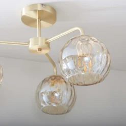 Geneva 3 Light Semi Flush Ceiling Light - Brass -Home Lighting Store 13938484 8334981960392015