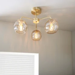 Geneva 3 Light Semi Flush Ceiling Light - Brass -Home Lighting Store 13938484 9914981960100304