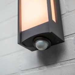 Lutec Qubo LED Outdoor Wall Light With PIR Motion Sensor - Anthracite -Home Lighting Store 13950215 1054993052512797