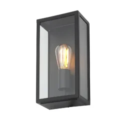 Minerva Outdoor Box Lantern Wall Light - Black -Home Lighting Store 13956092 8584995190292484