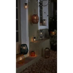 Homebase Edit Brown Rattan Solar Lantern - 31cm 6 Homebase Edit Brown Rattan Solar Lantern - 31cm -Home Lighting Store 13956313 1665022633937383