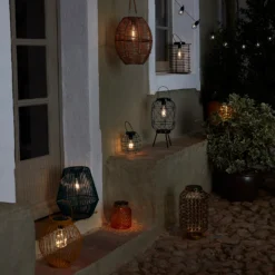 Homebase Edit Brown Rattan Solar Lantern - 31cm 4 Homebase Edit Brown Rattan Solar Lantern - 31cm -Home Lighting Store 13956313 2035022633877818