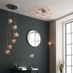 Clashmore Cluster Pendant Ceiling Light - Chrome Effect -Home Lighting Store 14301803 1375038438183734