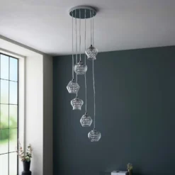 Clashmore Cluster Pendant Ceiling Light - Chrome Effect -Home Lighting Store 14301803 6185038437866010