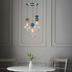 Elgin Cluster Pendant Ceiling Light - Multicoloured & Chrome -Home Lighting Store 14301808 1895038439554155