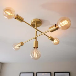 Logie Semi Flush Ceiling Light - Brass Effect -Home Lighting Store 14301818 1055038438992516