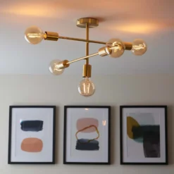 Logie Semi Flush Ceiling Light - Brass Effect -Home Lighting Store 14301818 1365038438855872