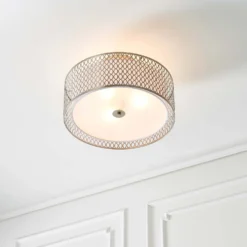 Orton Flush Ceiling Light - Nickel Effect -Home Lighting Store 14301820 5375038437973998