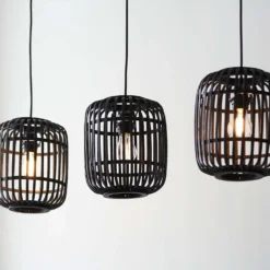 Saval 3 Lamp Pendant Diner Bar Light - Dark Bamboo -Home Lighting Store 14301826 1845038437917034