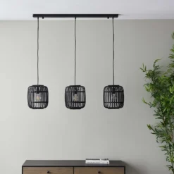 Saval 3 Lamp Pendant Diner Bar Light - Dark Bamboo -Home Lighting Store 14301826 1955038437827793