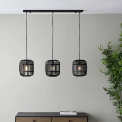 Saval 3 Lamp Pendant Diner Bar Light - Dark Bamboo -Home Lighting Store 14301826 9715038437780921