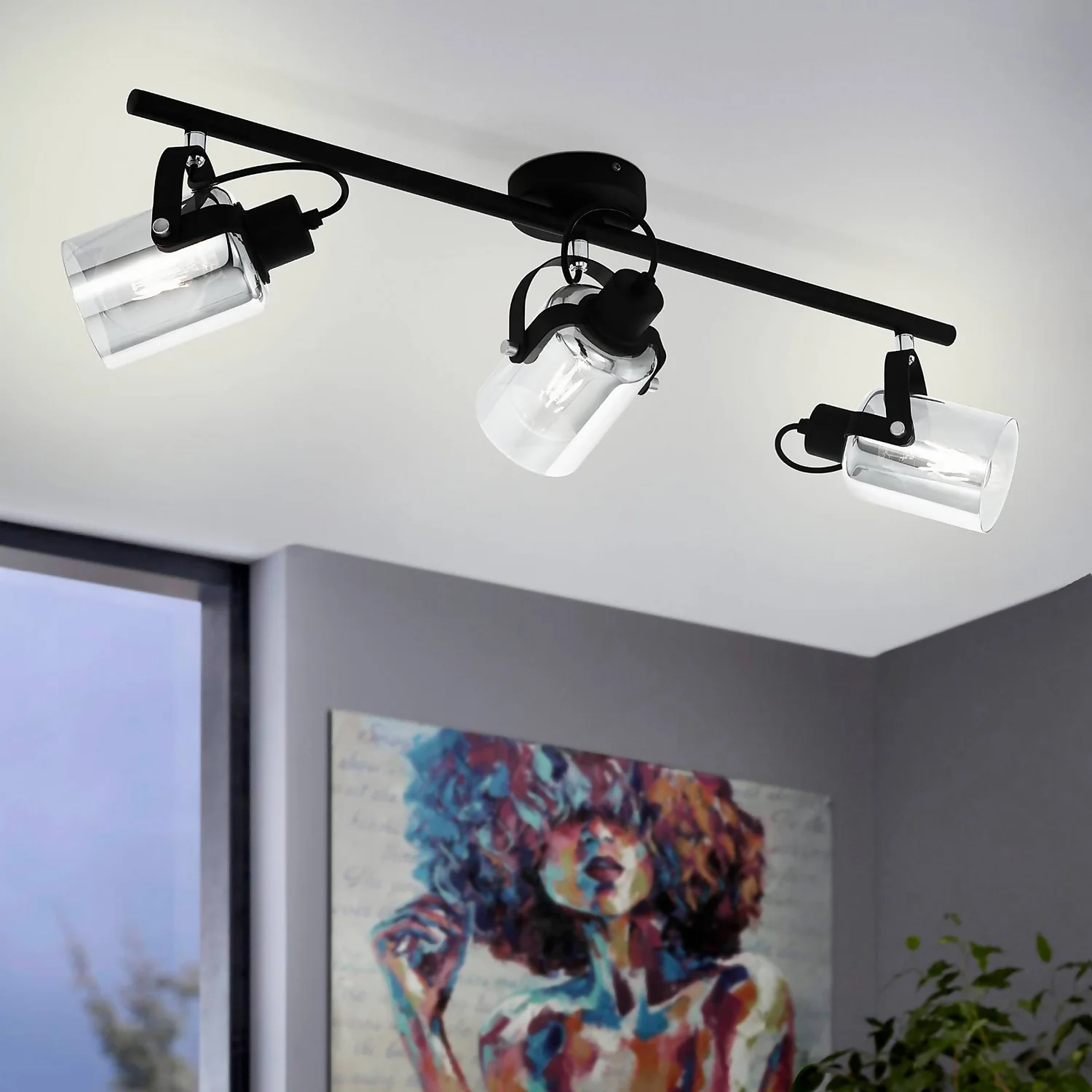 Eglo Berregas 3 Lamp Spotlight - Black & Transparent Eglo Berregas 3 Lamp Spotlight - Black & Transparent -Home Lighting Store 14302948 2225038223069406