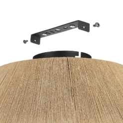 Eglo Alderney Flush Ceiling Light - Black & Natural -Home Lighting Store 14302949 1545038223134194