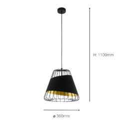 Eglo Austell Pendant Ceiling Light - Black & Gold -Home Lighting Store 14302951 1145038223122290