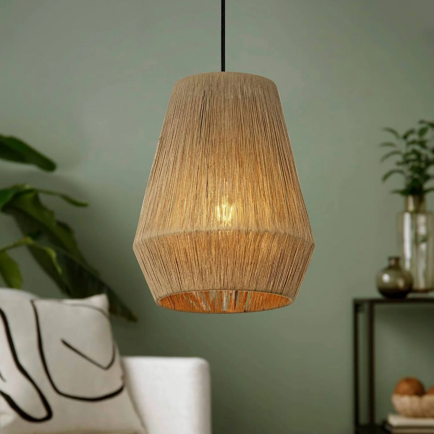 Eglo Alderney Pendant Ceiling Light - Black & Natural Eglo Alderney Pendant Ceiling Light - Black & Natural -Home Lighting Store 14302952 1785038223213409