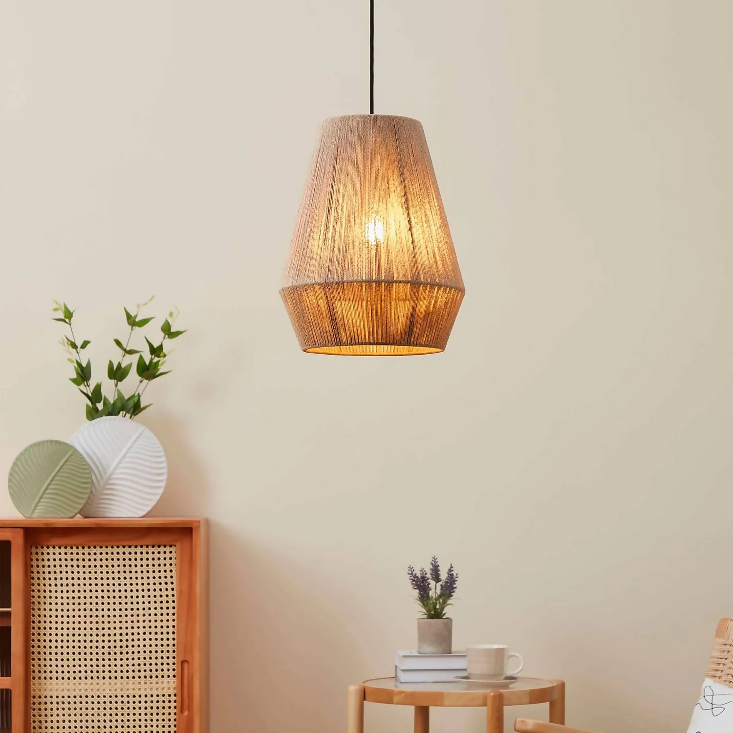 Eglo Alderney Pendant Ceiling Light - Black & Natural Eglo Alderney Pendant Ceiling Light - Black & Natural -Home Lighting Store 14302952 3915038223131026