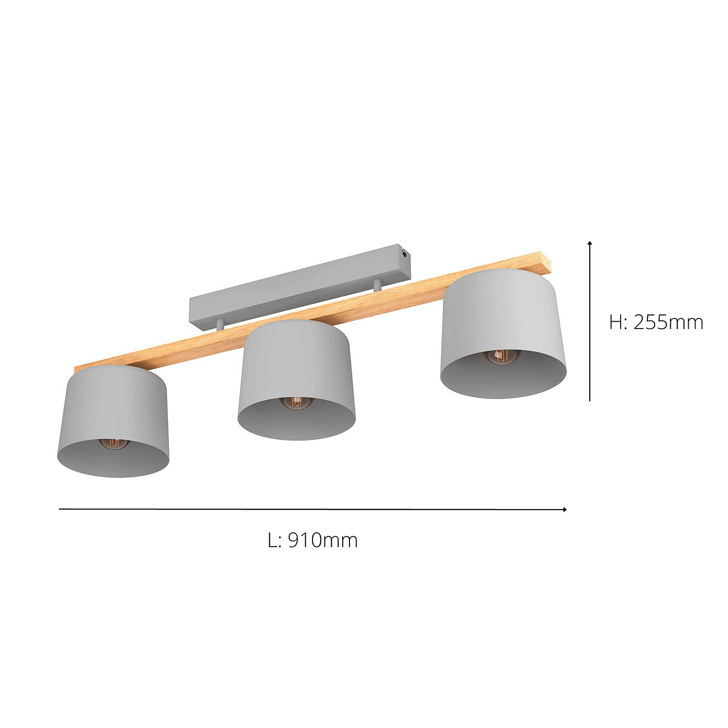 Eglo Mariel 3 Lamp Flush Ceiling Light - Grey & Wood Eglo Mariel 3 Lamp Flush Ceiling Light - Grey & Wood -Home Lighting Store 14302955 2805038224385332