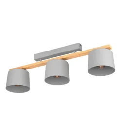 Eglo Mariel 3 Lamp Flush Ceiling Light - Grey & Wood 3 Eglo Mariel 3 Lamp Flush Ceiling Light - Grey & Wood -Home Lighting Store 14302955 7755038224295977