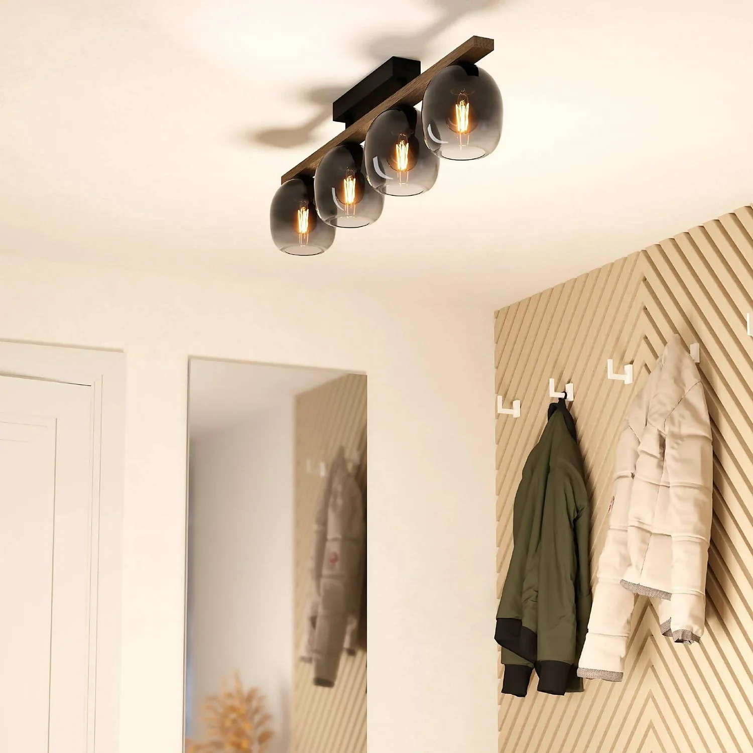 Eglo Filago 4 Lamp Flush Ceiling Light - Grey & Transparent Eglo Filago 4 Lamp Flush Ceiling Light - Grey & Transparent -Home Lighting Store 14302959 9385038223774118