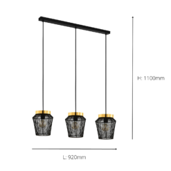 Eglo Escandidos 3 Lamp Diner Bar Light - Black -Home Lighting Store 14302961 3645038224096957