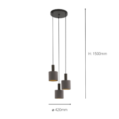 Eglo Concessa 1 3 Lamp Pendant Ceiling Light - Cappuccino & Gold 6 Eglo Concessa 1 3 Lamp Pendant Ceiling Light - Cappuccino & Gold -Home Lighting Store 14302962 2135038224304077
