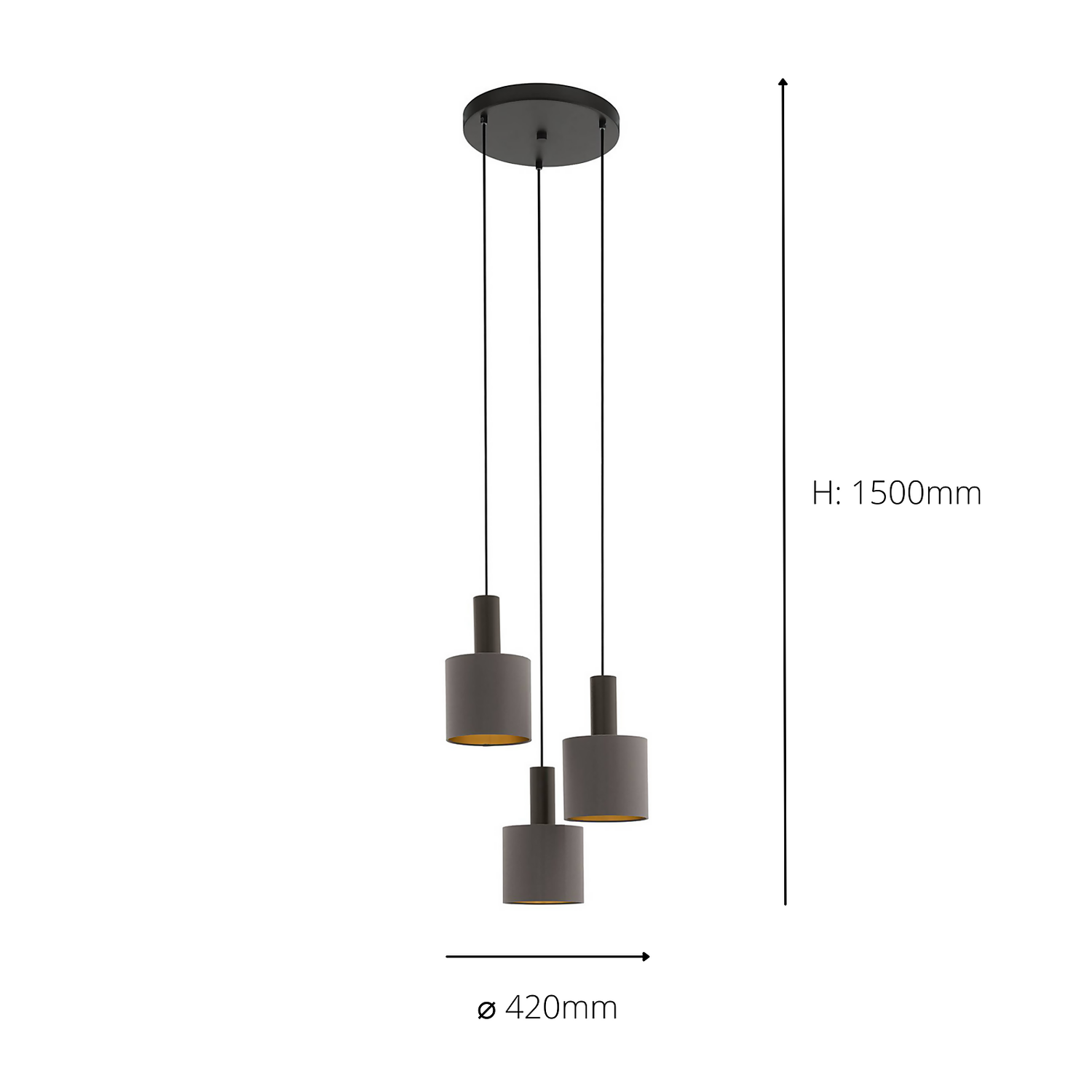 Eglo Concessa 1 3 Lamp Pendant Ceiling Light - Cappuccino & Gold Eglo Concessa 1 3 Lamp Pendant Ceiling Light - Cappuccino & Gold -Home Lighting Store 14302962 2135038224304077
