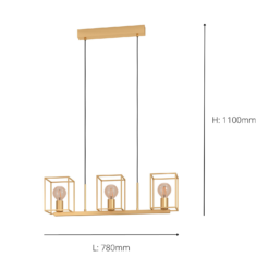 Eglo Cumiole 3 Lamp Diner Bar Light - Gold -Home Lighting Store 14302963 1485038223946645