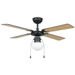Eglo Fortaleza Ceiling Fan With Light - Matt Black & Wood -Home Lighting Store 14742119 1855052700274466