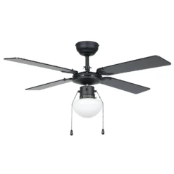 Eglo Fortaleza Ceiling Fan With Light - Matt Black & Wood -Home Lighting Store 14742119 3875052700156056