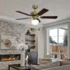Eglo Cadiz Ceiling Fan With Light - Aged Brass & Wood -Home Lighting Store 14742121 1995052700138665